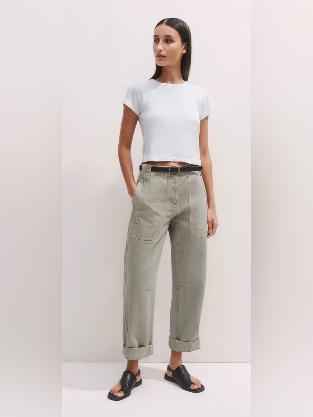 ME+EM Sage Green Cargo Pants